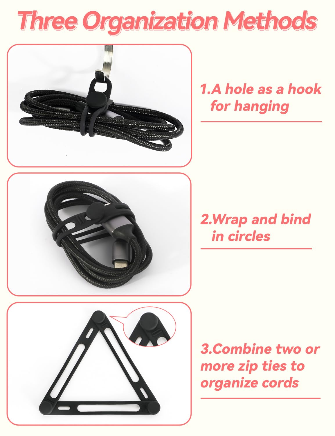 20 Pack Silicone Cable Ties Cord Organizer Reusable, Kanemc Cord Wrap Wire Organizers Cable Strap For Electronics, Even As Curta