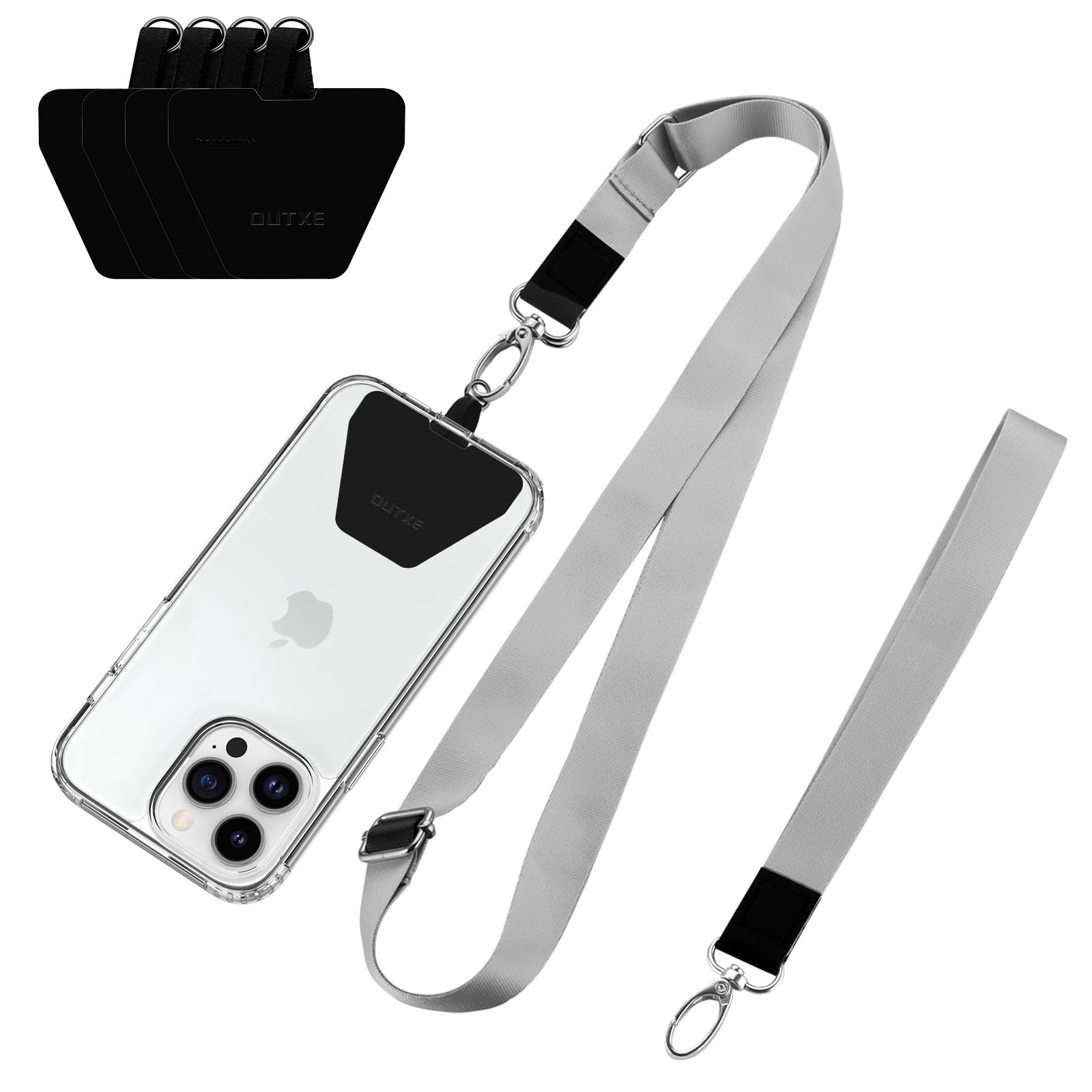 Outxe Phone Lanyard   4   Pads, 1   Adjustable Neck Strap, 1   Wrist Strap, Nylon, Compatible With All Smartphone