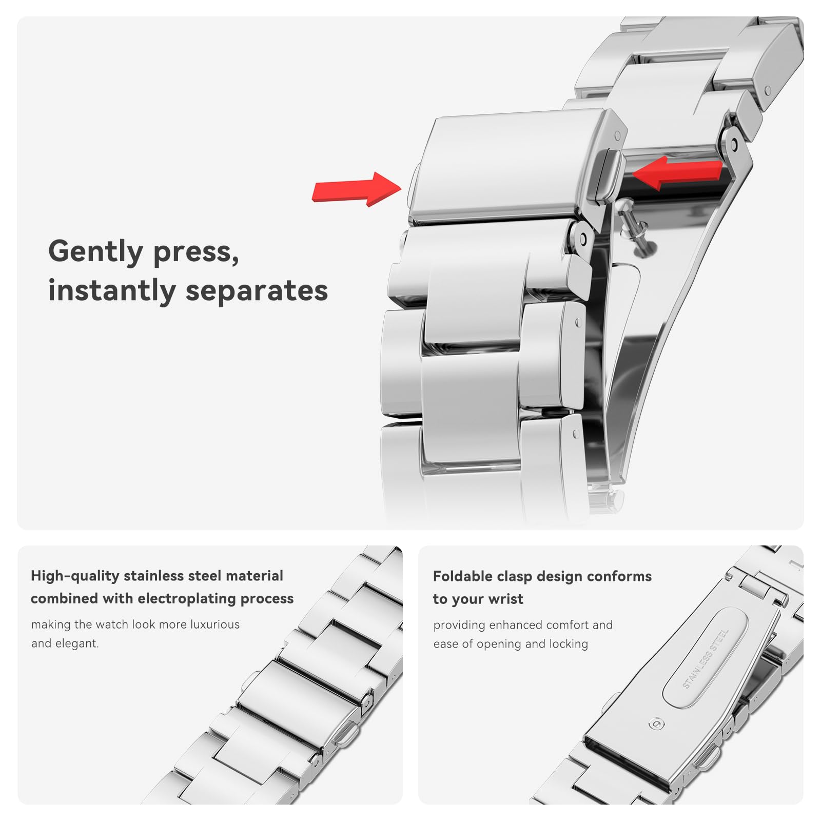 Musk Mskr Sliver Watch Bands For Women Compatible With Apple Watch Band 38Mm 40Mm 41Mm Adjustment Metal Band Cowboy Steel Chain