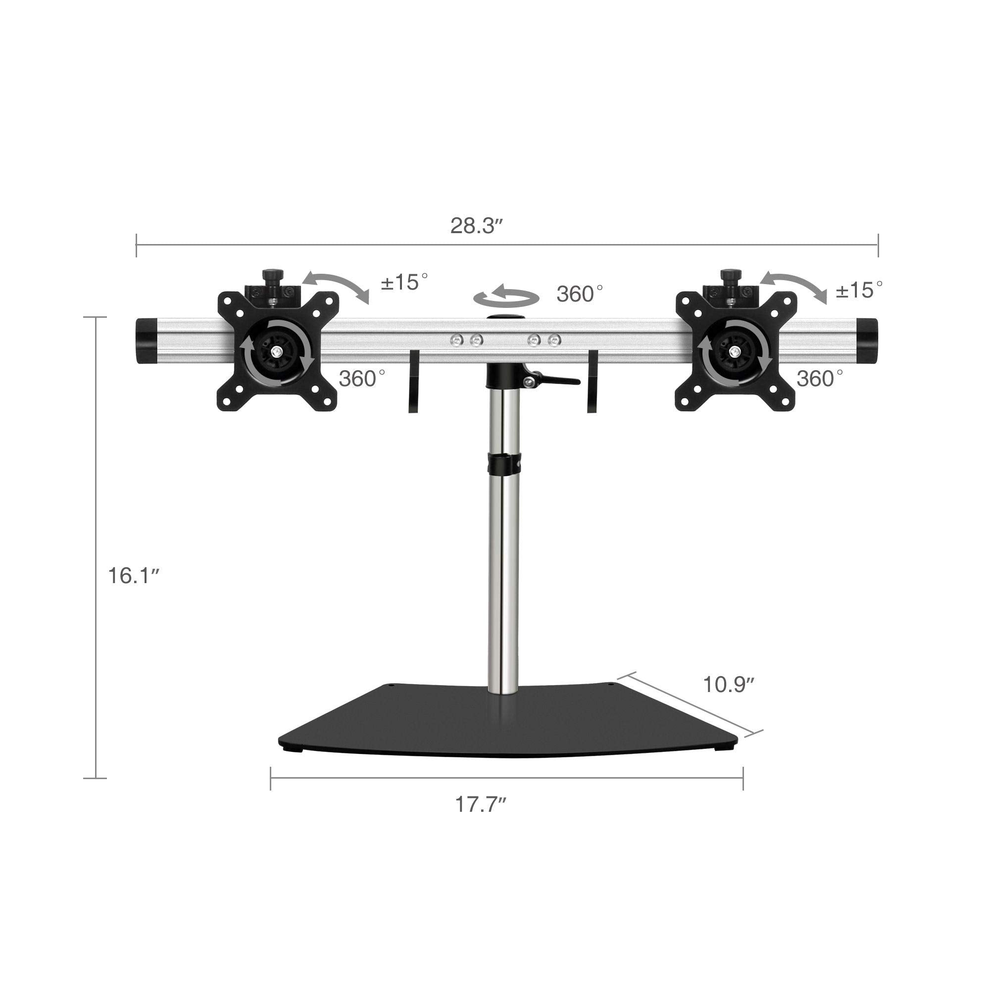 Siig Premium Aluminum Dual Monitor Stand   2 Monitors 13'' To 27'' Up To 17.6 Lbs Vesa 75 And 100 (Ce Mt2011 S1)