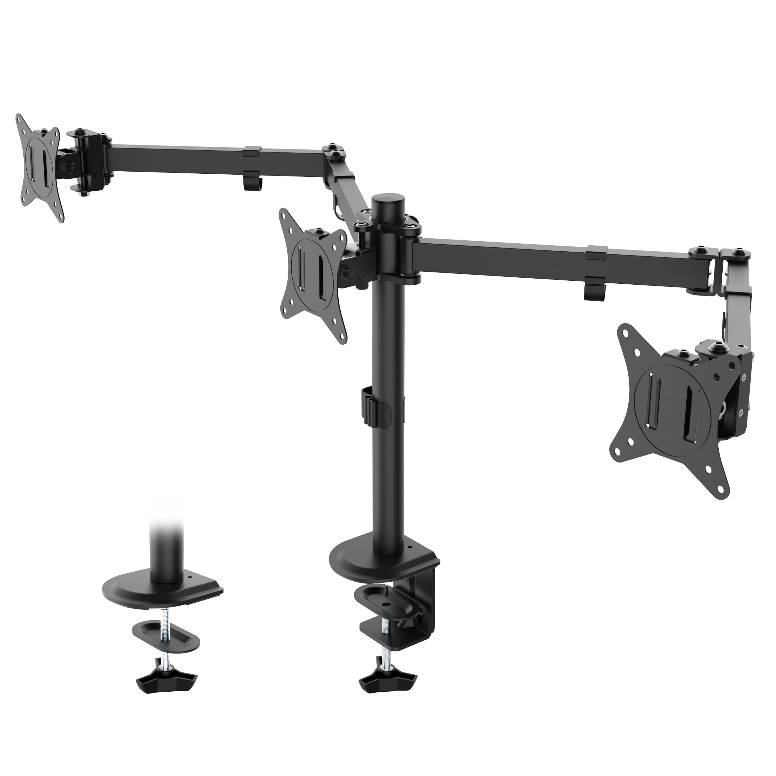 Triple Monitor Mount, 3 Monitor Desk Mount For 3 Screens Up To 24 Inches, Fully Adjustable Vesa Monitor Stand (Imt66 03), Black