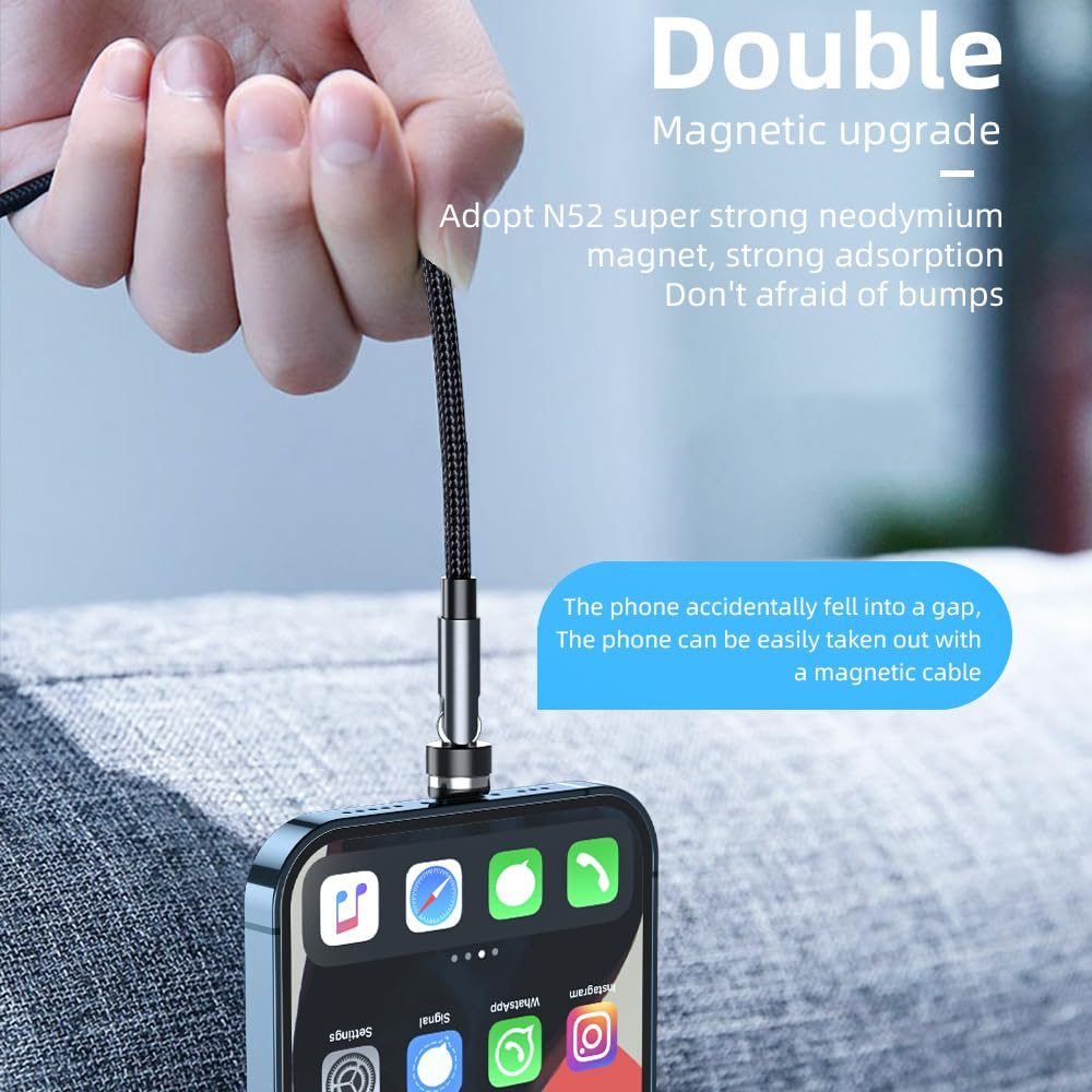 540� Rotation Magnetic Charging Cable(7 Pack, 1.6Ft/3.3Ft/3.3Ft/6.6Ft/6.6Ft/10Ft/10Ft)Nylon Braided Usb C Magnetic Phone Charger, 3 In 1 Magnetic Cable Compatible With Micro Usb, Type C Iproduct Etc