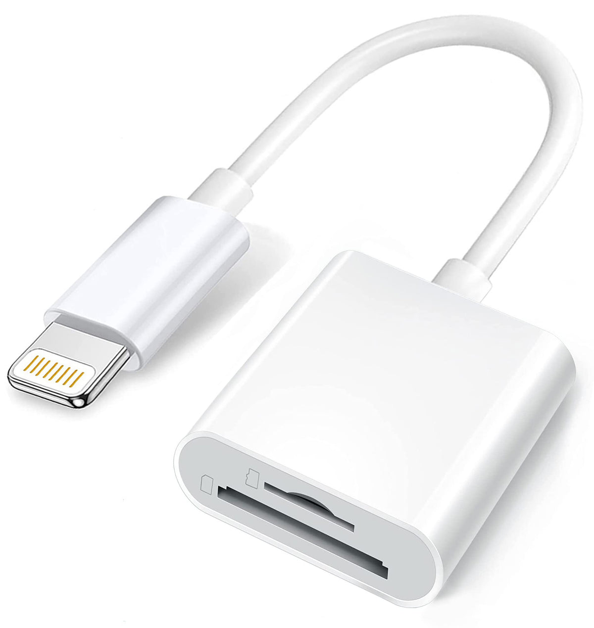 Apple Lightning To Sd & Tf Card Dual Slot Reader For Iphone/Ipad, 2 In 1 Micro Sd Tf Trail Camera Viewer Memory Card Adapter, Pl