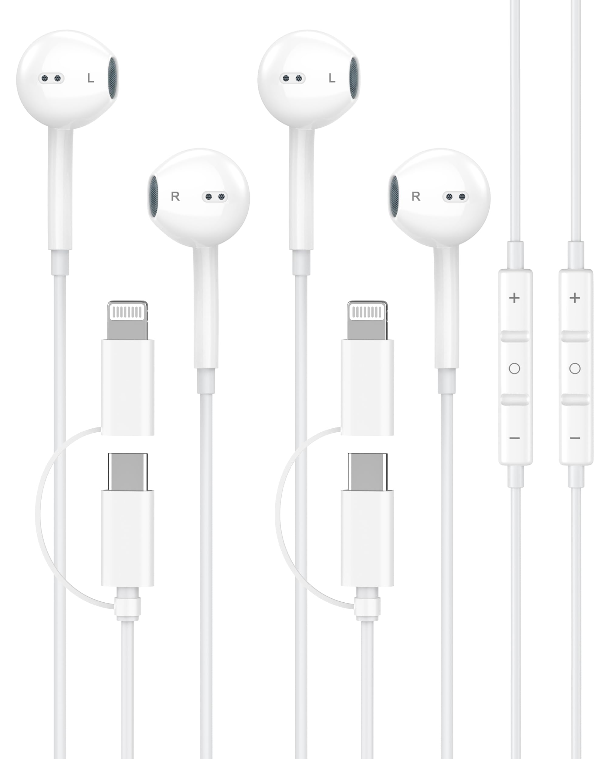 2in1 [Apple MFi Certified] Wired Headphones for iPhone 17 16 15 14 13 12