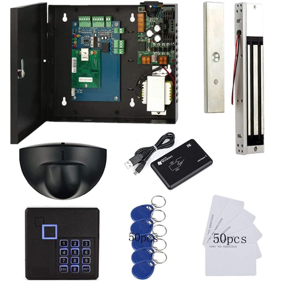 Mengqi Control Tcp/Ip Single Door Security Access Control System With 600Lbs Electric Magnetic Lock Exit Motion Sensor 110V 240V Power Supply Box Frid Keypad Reader