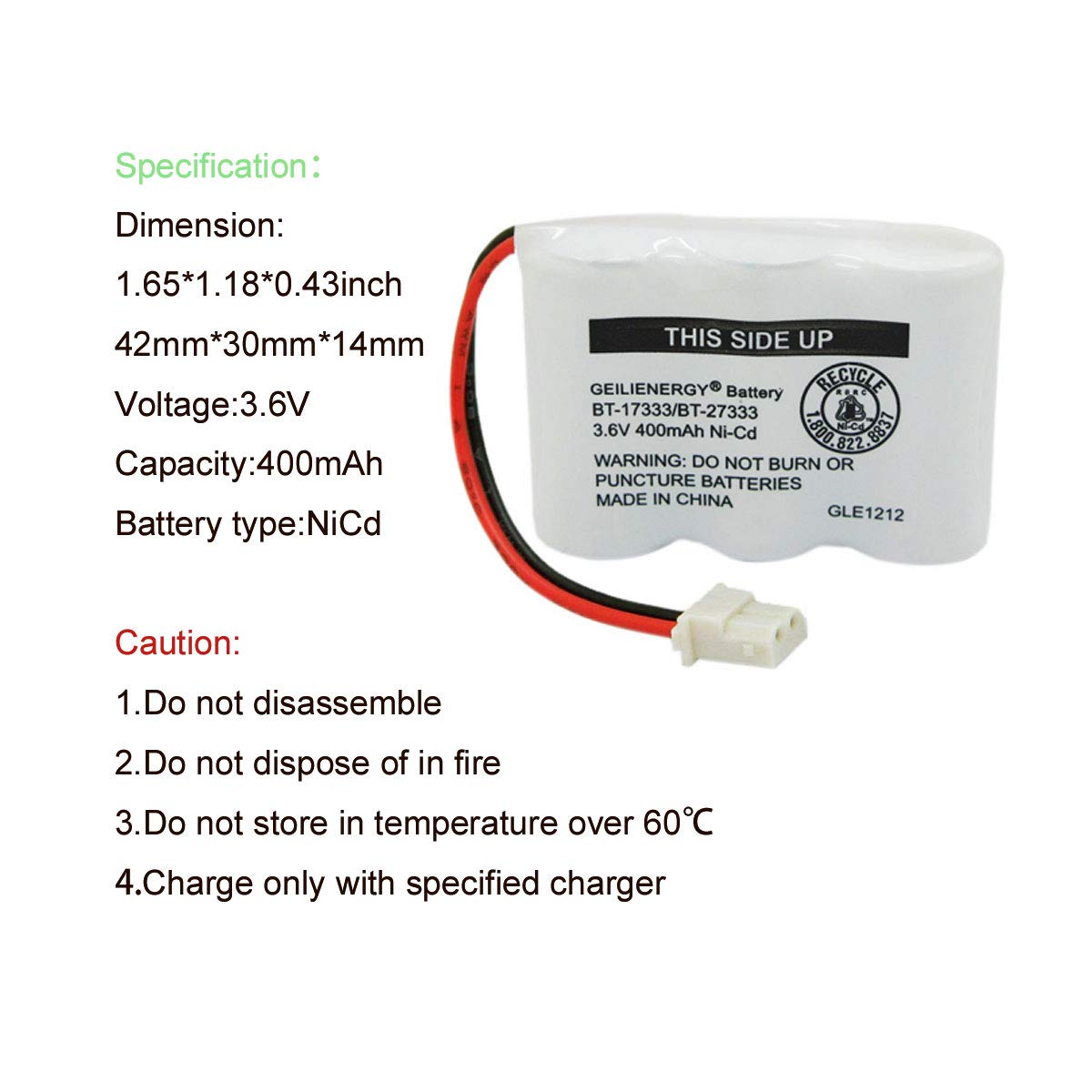 Geilienergy Bt 17333 Bt 27333 Handset Telephone Rechargeable Battery 2/3Aa 3.6V Ni Cd Cordless Phone Battery Compatible With Vtech Bt17333 Bt27333 Bt 17233 Bt17233 Bt 163345 Cs5121 (Pack Of 1)