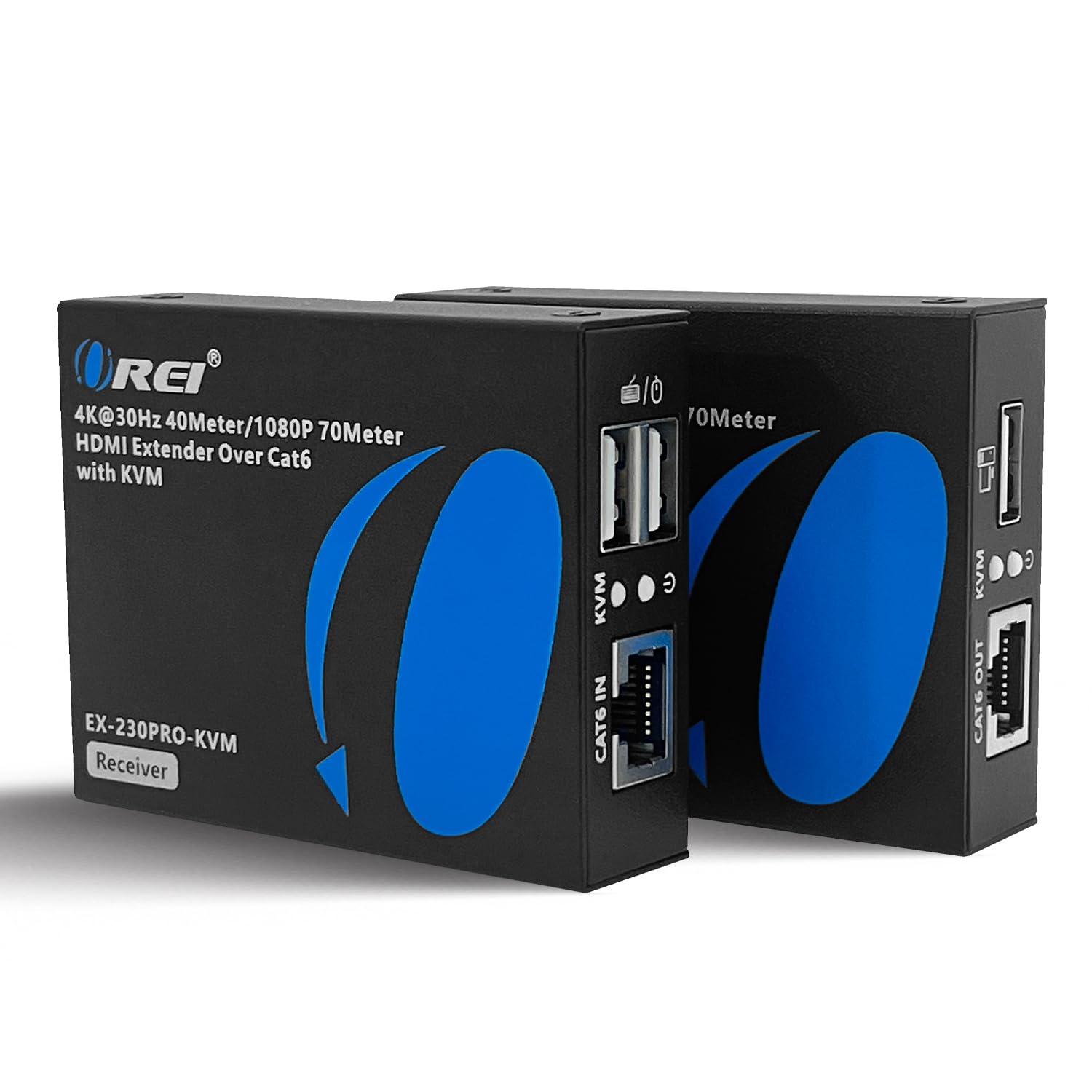 Orei Kvm 4K Hdmi Extender Balun Over Single Cat6/7 Ethernet Cable 4K,30Hz Upto 130 Feet   2 Usb 1.1 Ports, Supports Keyboard And