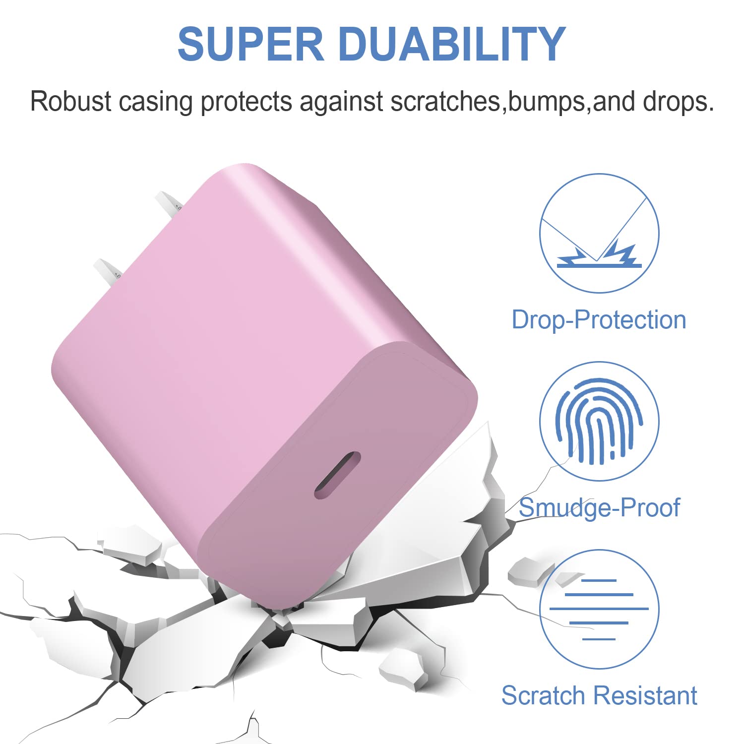 Novobit 2-Pack USB C Wall Charger Power Adapter for iPhone 14/13/12/11 & Samsung Galaxy S22 - Pink