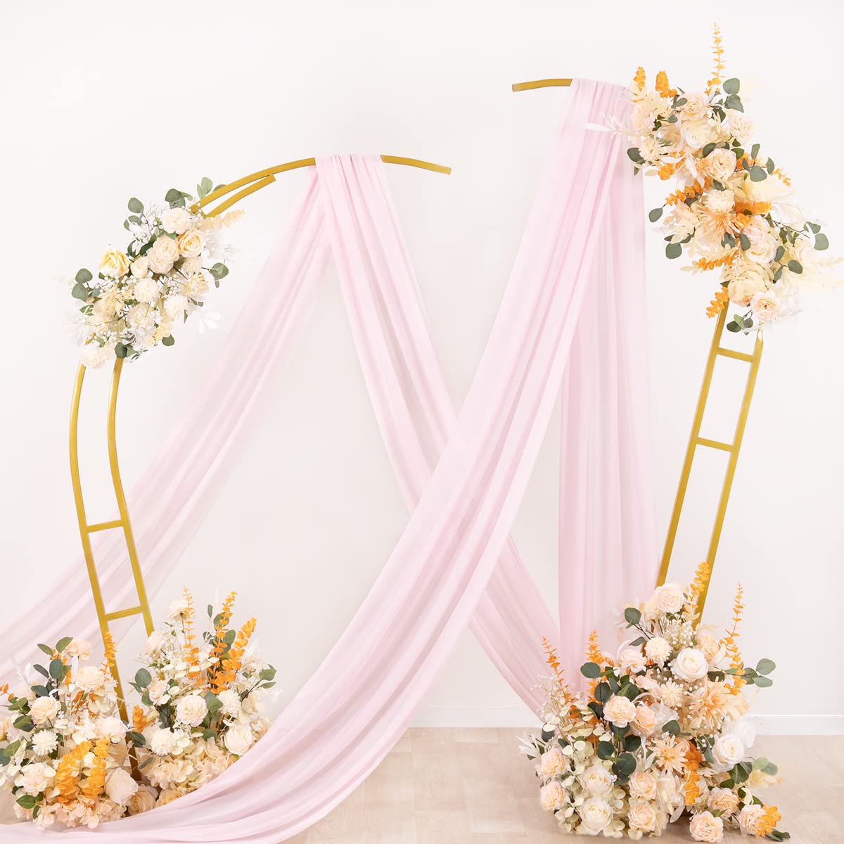 Socomi Wedding Arch Draping Fabric 1 Panel 29'' X 19Ft Blush Pink Sheer Chiffon Curtain Drapes 6 Yards For Wedding Ceremony Birt