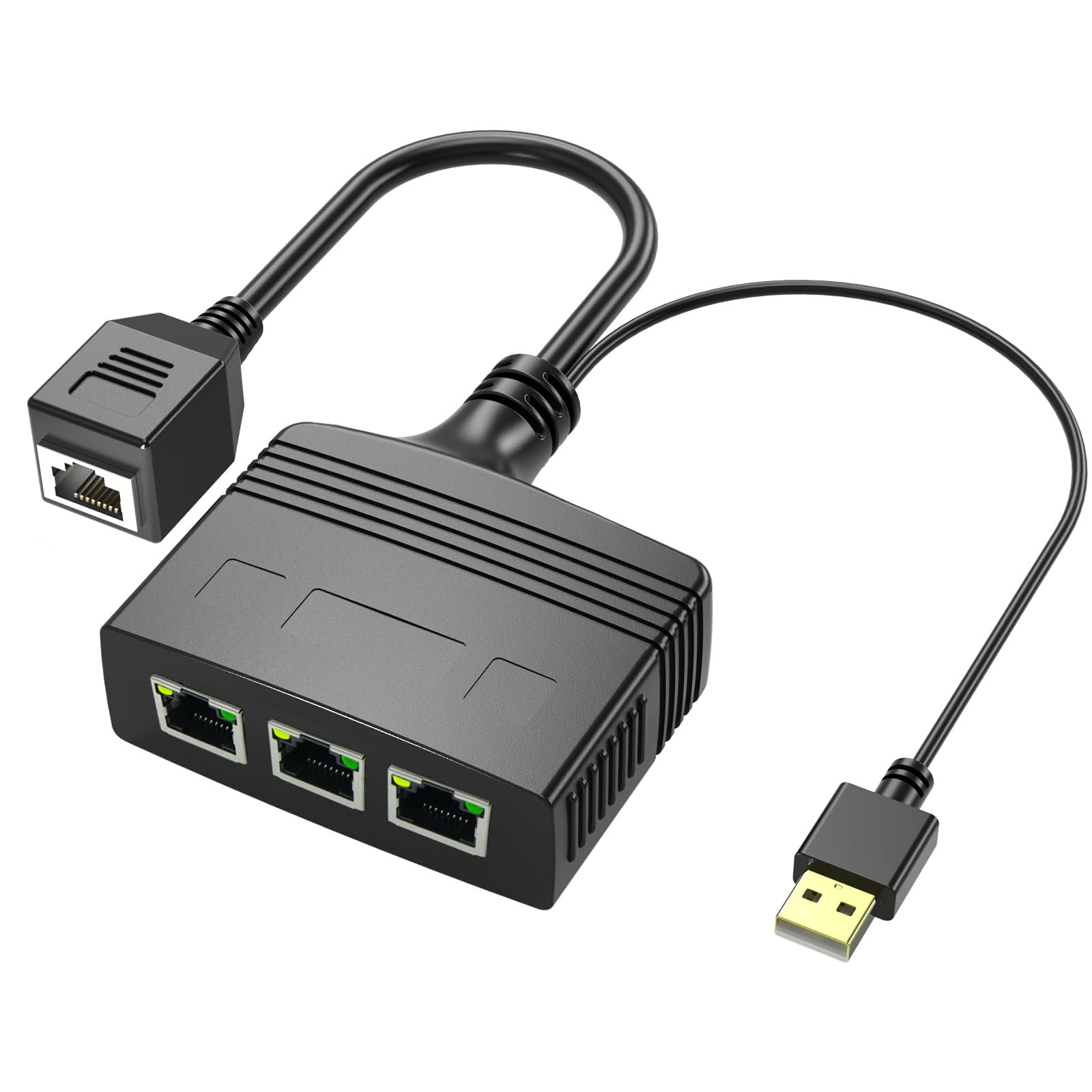 Riieyoca 1 To 3 Port 1000 Mbps Rj45 Ethernet Splitter Adapter,8 Core Gigabit High Speed Lan Network Splitter For Cat5, Cat5E, Ca