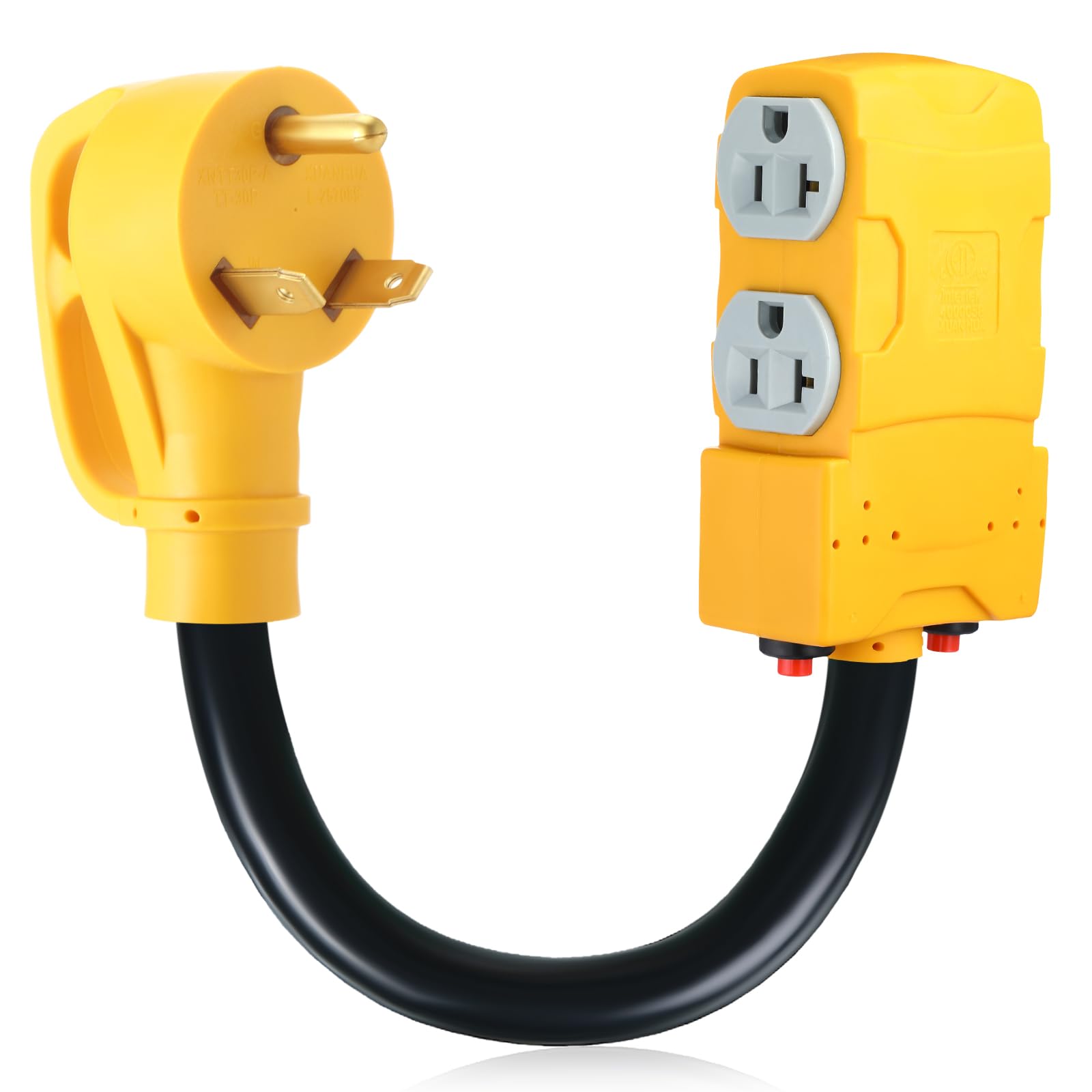 Kanayu 1.8 Ft 30 Amp To 20 Amp 110V Rv Generator Distribution Adapter Compatible With Nema Tt 30P To Nema 4X 5 20R/ 5 15R, 3 Pro