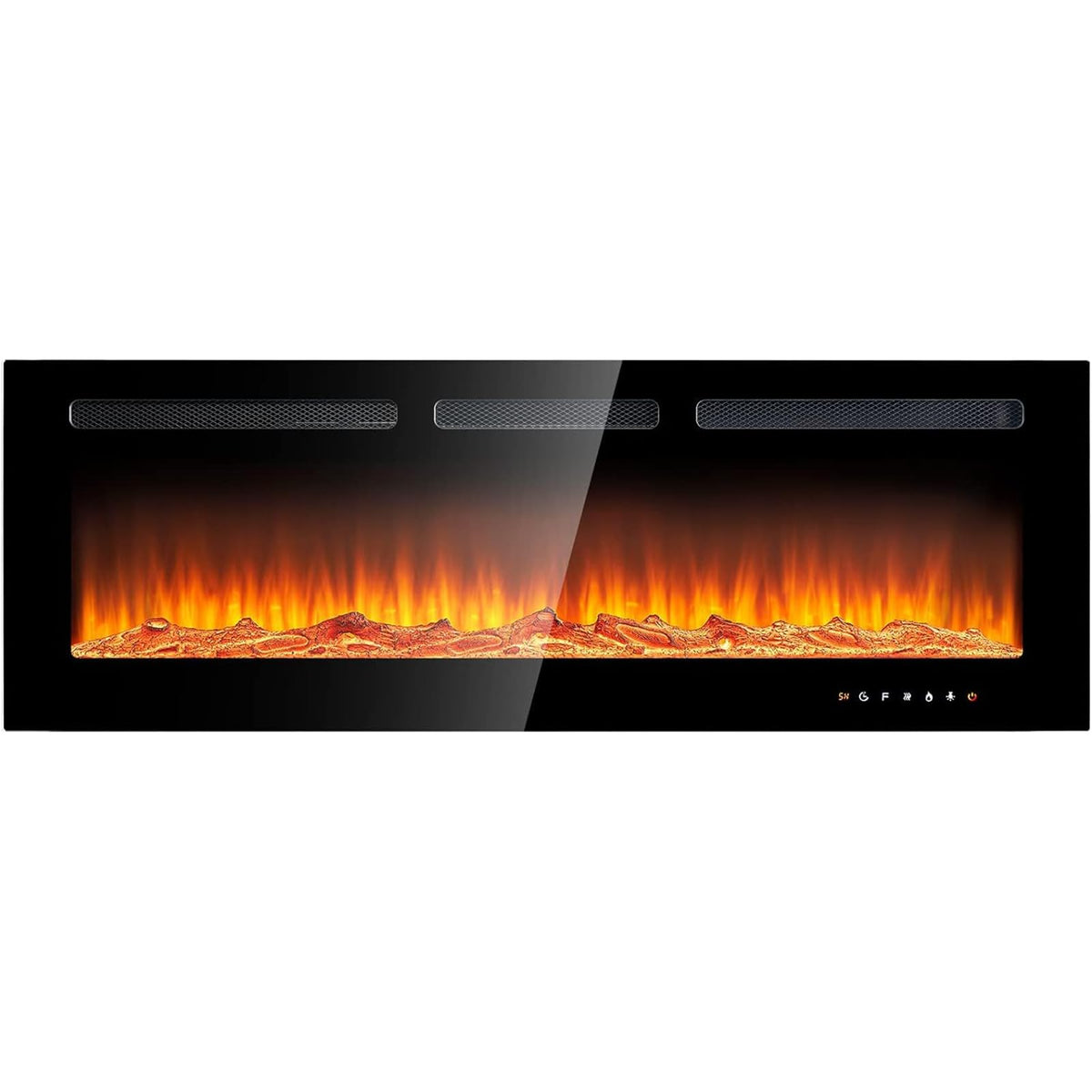 Oneinmil Electric Fireplace, 50 Inch Wide Recessed/Wall Mounted Electric Fireplace, Remote Control With Timer 12 Adjustable Colo
