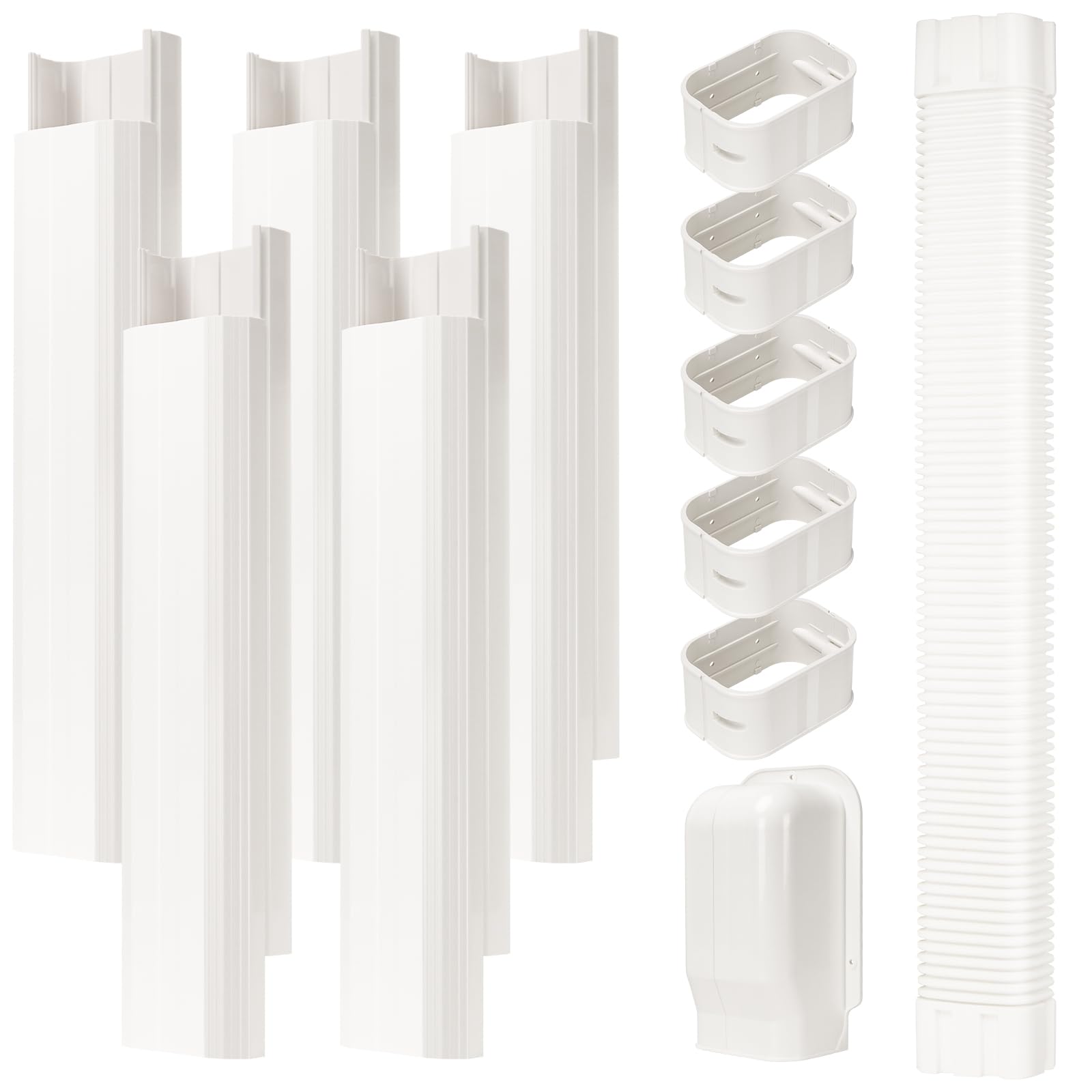 4'' W 9Ft L Line Set Cover Kit For Mini Split Air Conditioners Decorative Pvc Slim Line Cover For Central Ac & Heat Pumps System