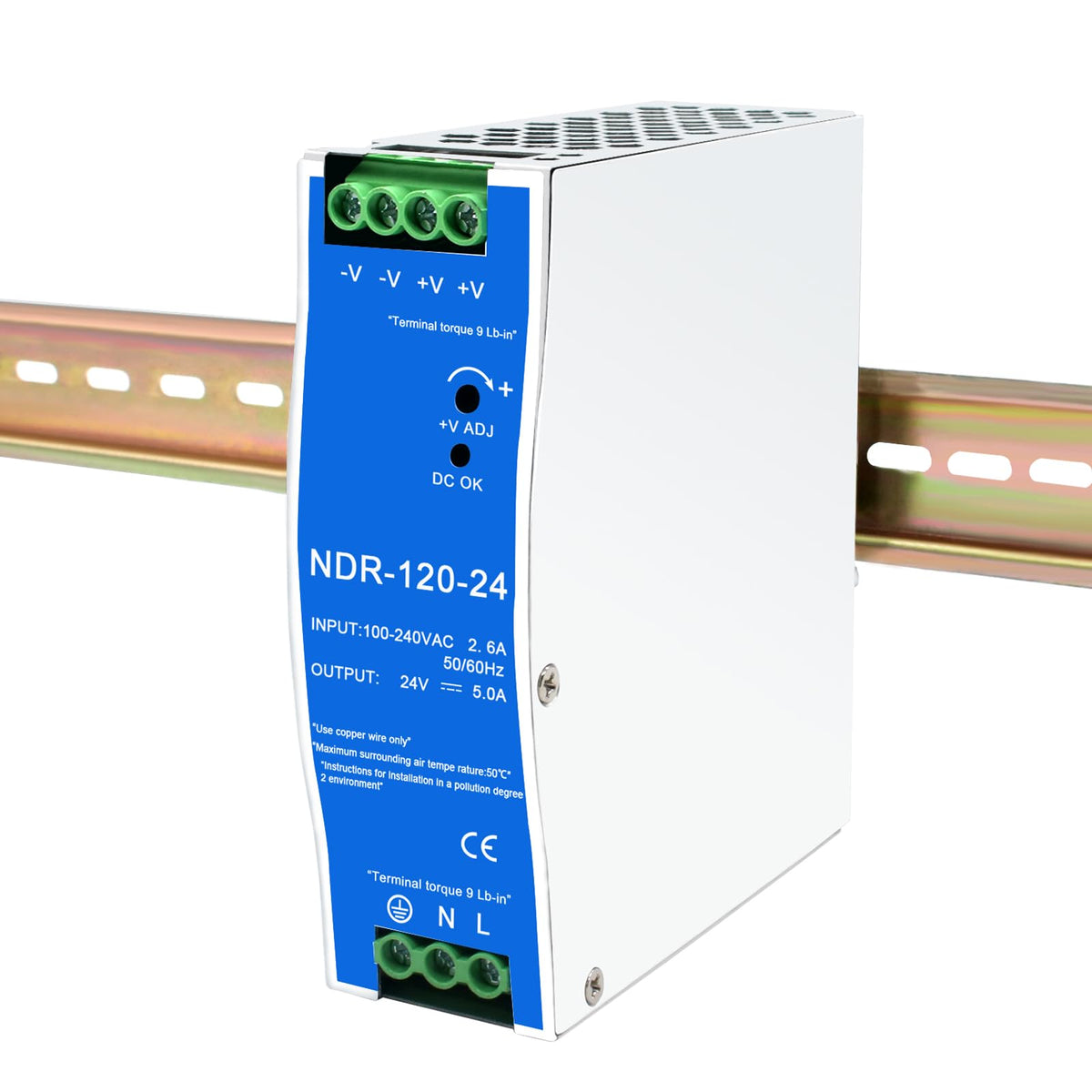 24Vdc Power Supply Ndr 120W;Dual Output (Input:100 240Vac,Output:24Vdc,50/60Hz) Power Supply Switch Switching Converter Dc (24V