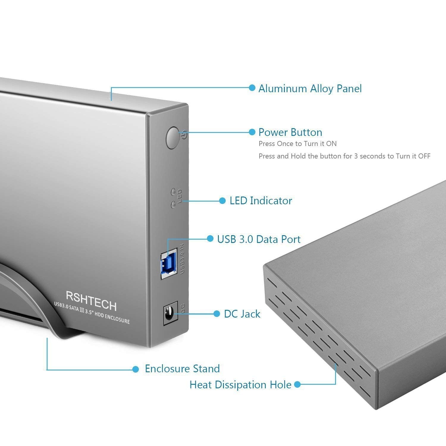 Hard Drive Enclosure Rshtech Aluminum Usb 3.1 Gen 1 Hdd Enclosure Type C To Sata External Hard Drive Dock Case For 3.5 Inch Hdd