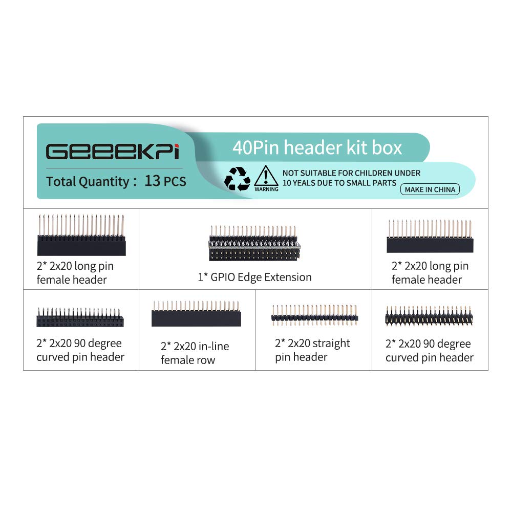 Geeekpi 2X20 40 Pin Stacking Female Header Kit For Raspberry Pi 4B/3B+/3B/2B/B+/A+/Zero/Zero W(2)/Jetson Nano/Tinker Board(7 Spe