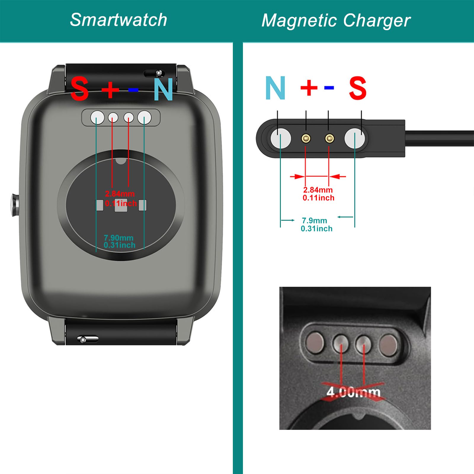 Smart Watch Charger Magnetic Compatible With Yamay Willful Letsfit Letscom, Magnetic Usb Charging Cable For Umidigi Uwatch 3S 3