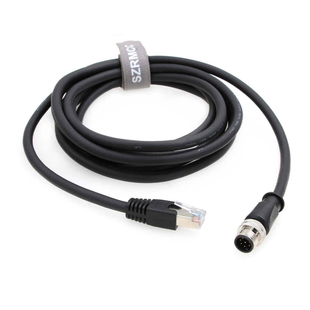 Szrmcc M12 A Code 8 Pin Male To Rj45 Ethernet Cable Cat6 Gigabit Shielded Waterproof Sensor Actuator Network Cable For Cognex In Sight 7000 Dmr 300 Industrial Camera Vision Sensors (Black 10M)