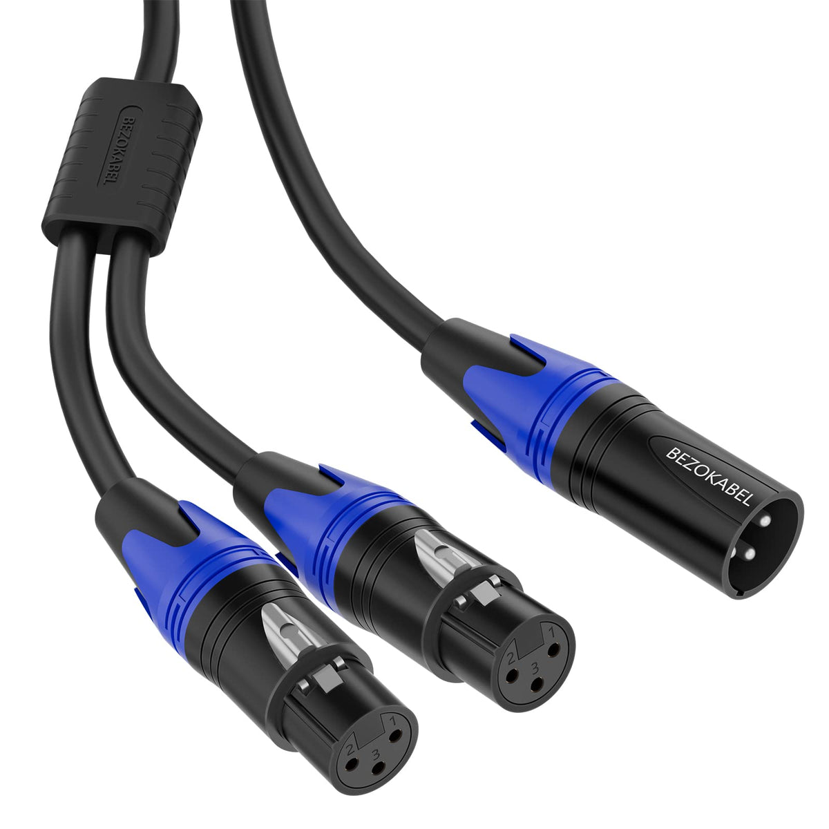 Bezokabel Xlr Splitter, Balanced Xlr Splitter Cable Male To 2 Female, Xlr Y Splitter Cable 3 Pin   1Ft