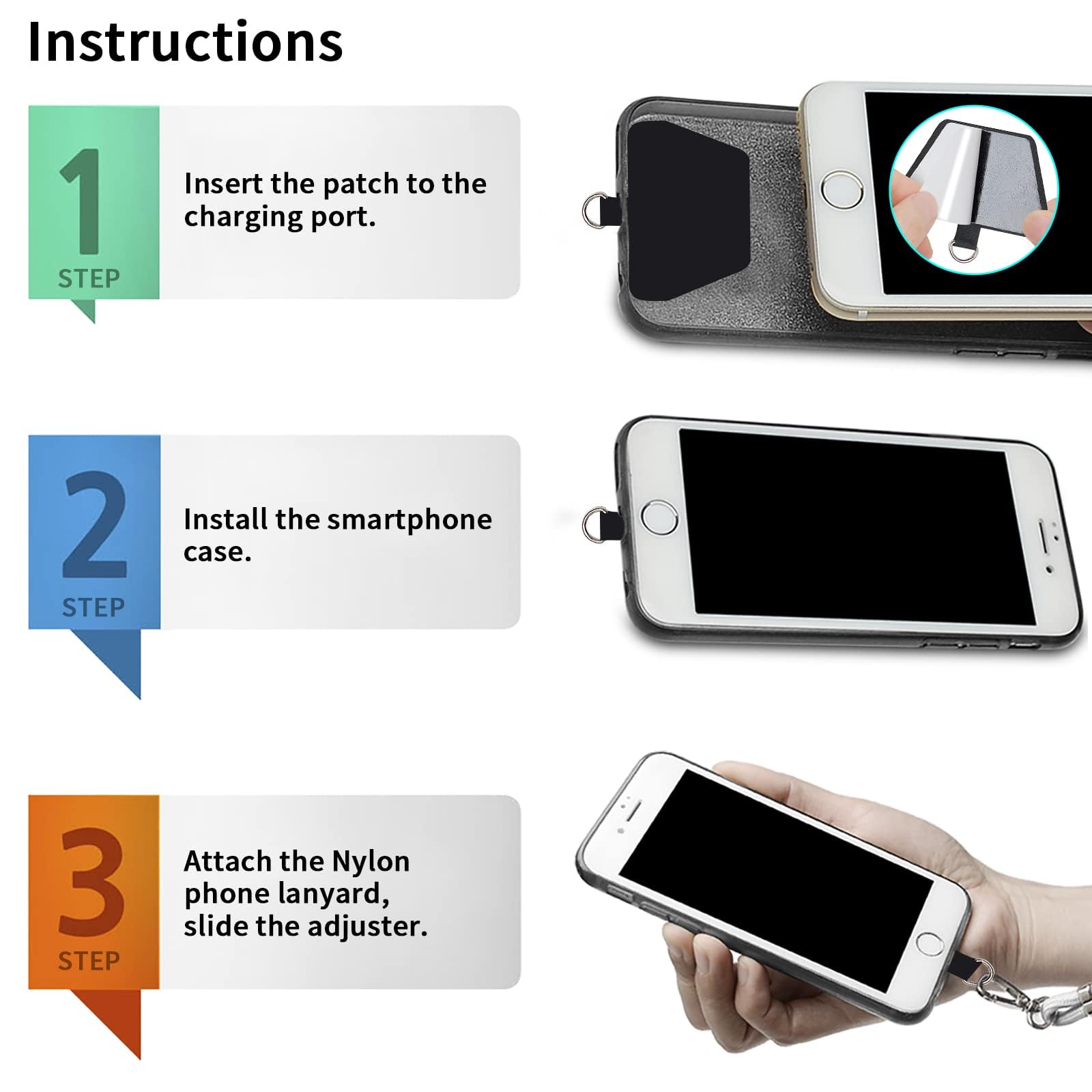 Ss Phone Lanyard, Cell Phone Lanyard With Adjustable Detachable Neckstrap And Phone Tether, Phone Strap Suitable For All Smartphones Black