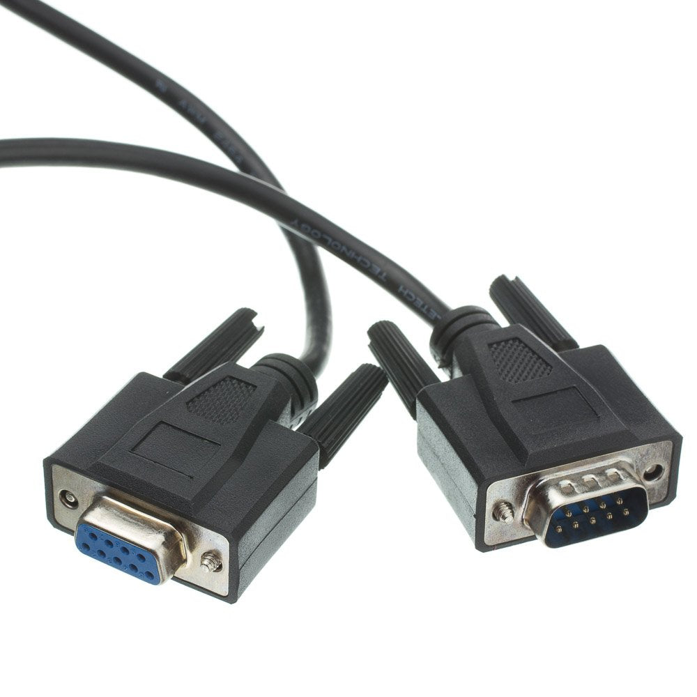 Cablewholesale 15 Feet Serial Extension Cable, Db9 Male To Female, 28 Awg, Rs232 9 Conductor, 1:1, Black, Male To Female Serial