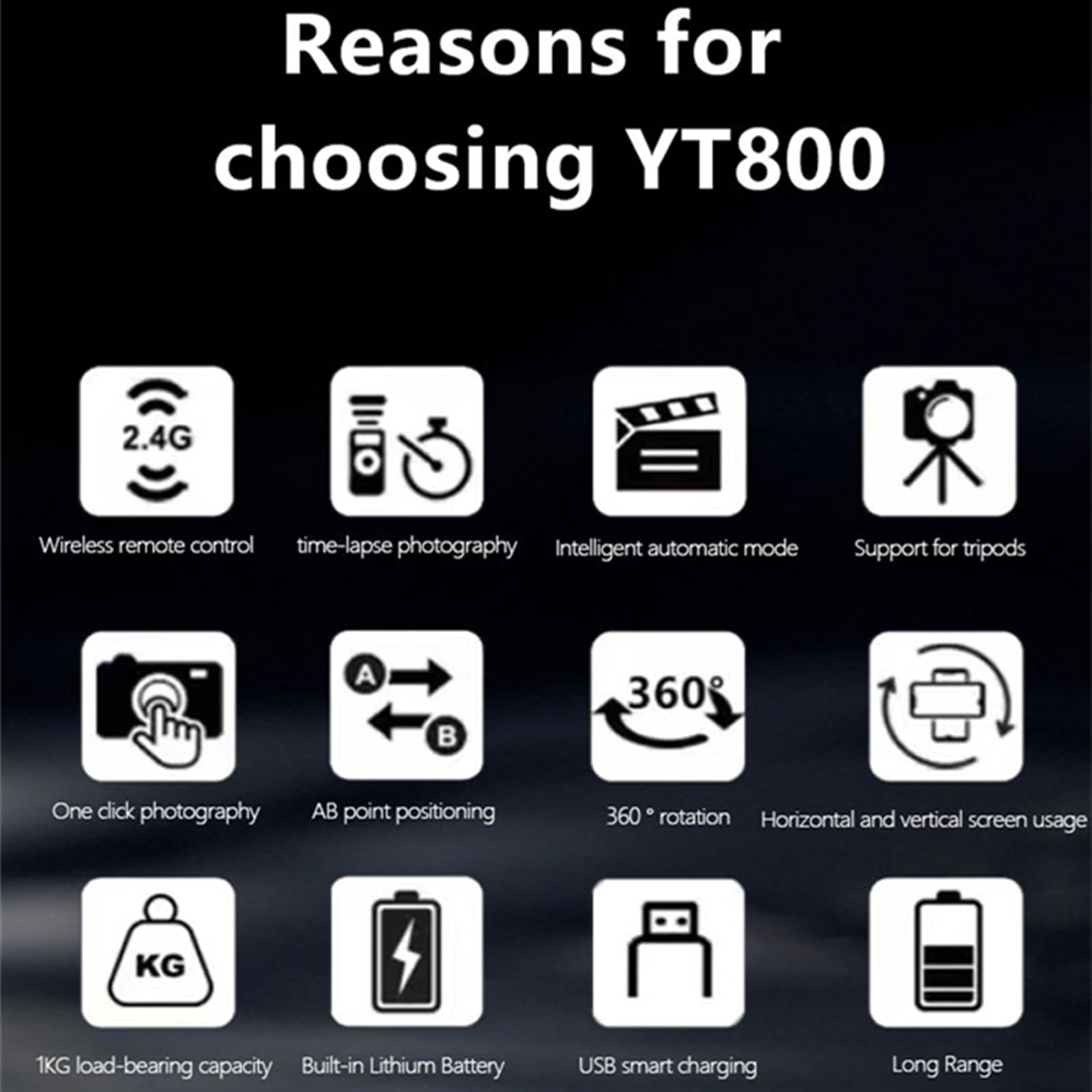 Yt800 Motorized Rotating Panoramic Tripod Head, Remote Control Pan Tilt Head With Remote Control And Mobile Phone Clip For Dslr