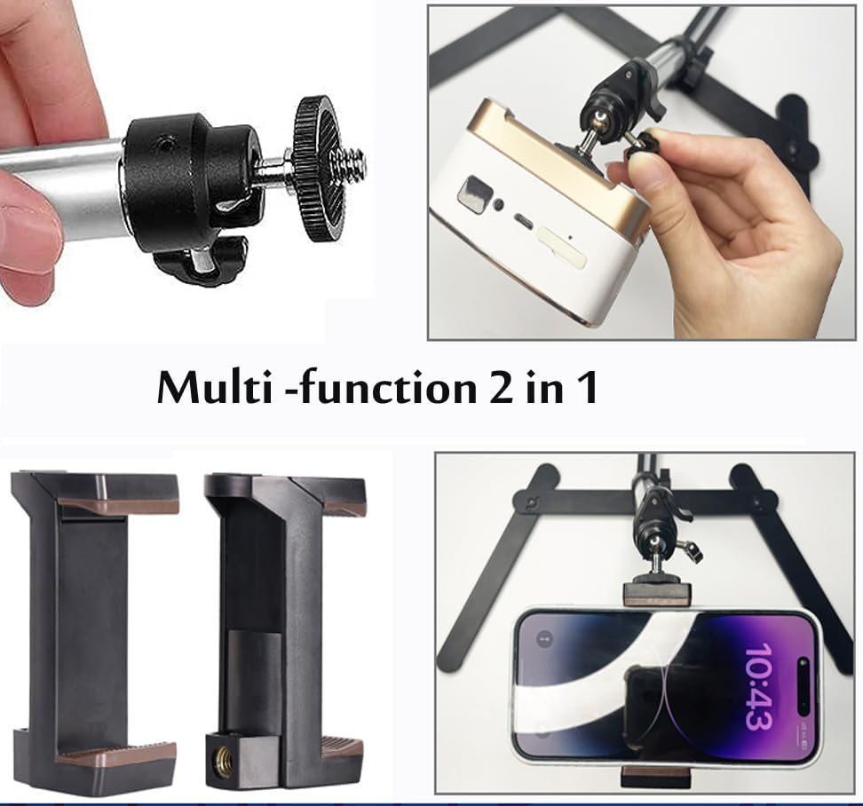 Overhead Tripod For Mini Projector   Phone Holder,Camera Stand,Webcam,Stronger Support With Clip For Cookie Decorating,Eaching O