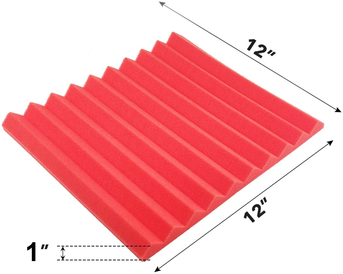 Jber 12 Pack Acoustic Foam Panels, 1'' X 12'' X 12'' Studio Soundproof Wedge Shaped Fireproof Soundproof Liner Acoustic Treatmen