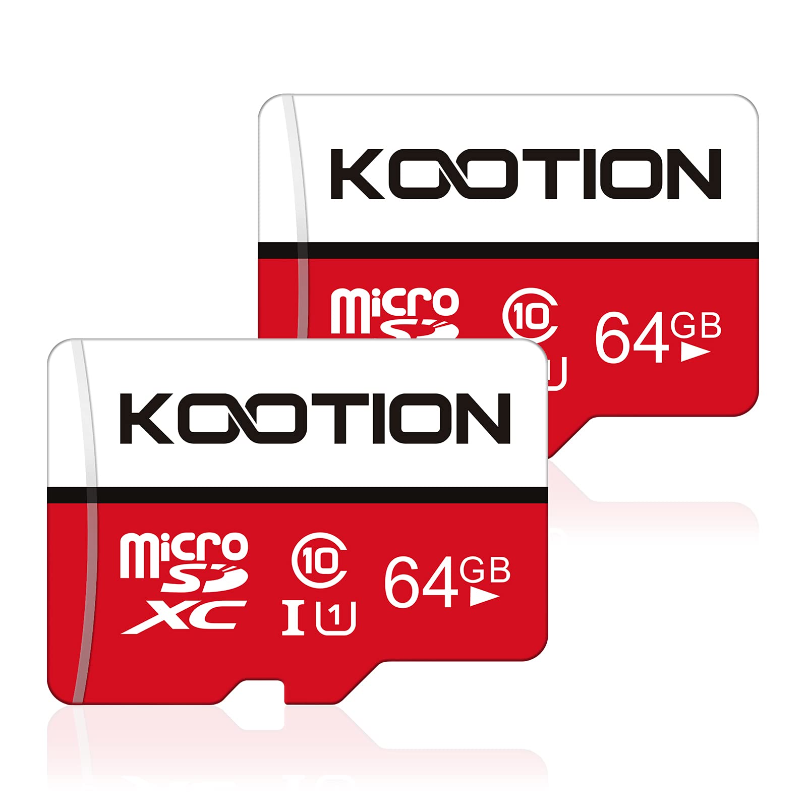 Kootion 64Gb Micro Sd Card 2 Pack, Micro Sdxc Memory Card Class 10 Micro Sd Cards Uhs I, C10, U1, High Speed Tf Flash Card With 