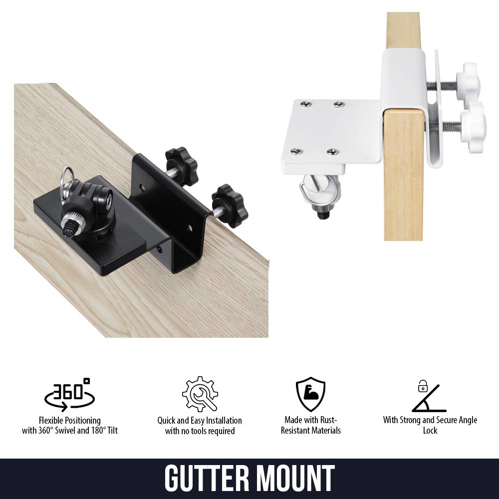 Wasserstein Weatherproof Gutter Mount With Universal Screw Adapter   Compatible With Blink Outdoor/Outdoor 4/Xt/Xt2 (2 Pack, Bla