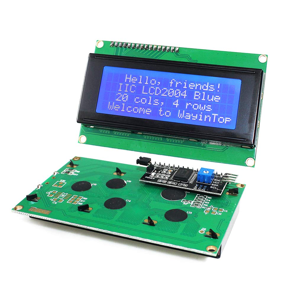 Wayintop 20X4 2004 Lcd Display Module With Iic/I2C/Twi Serial Interface Adapter (Blue/2004)