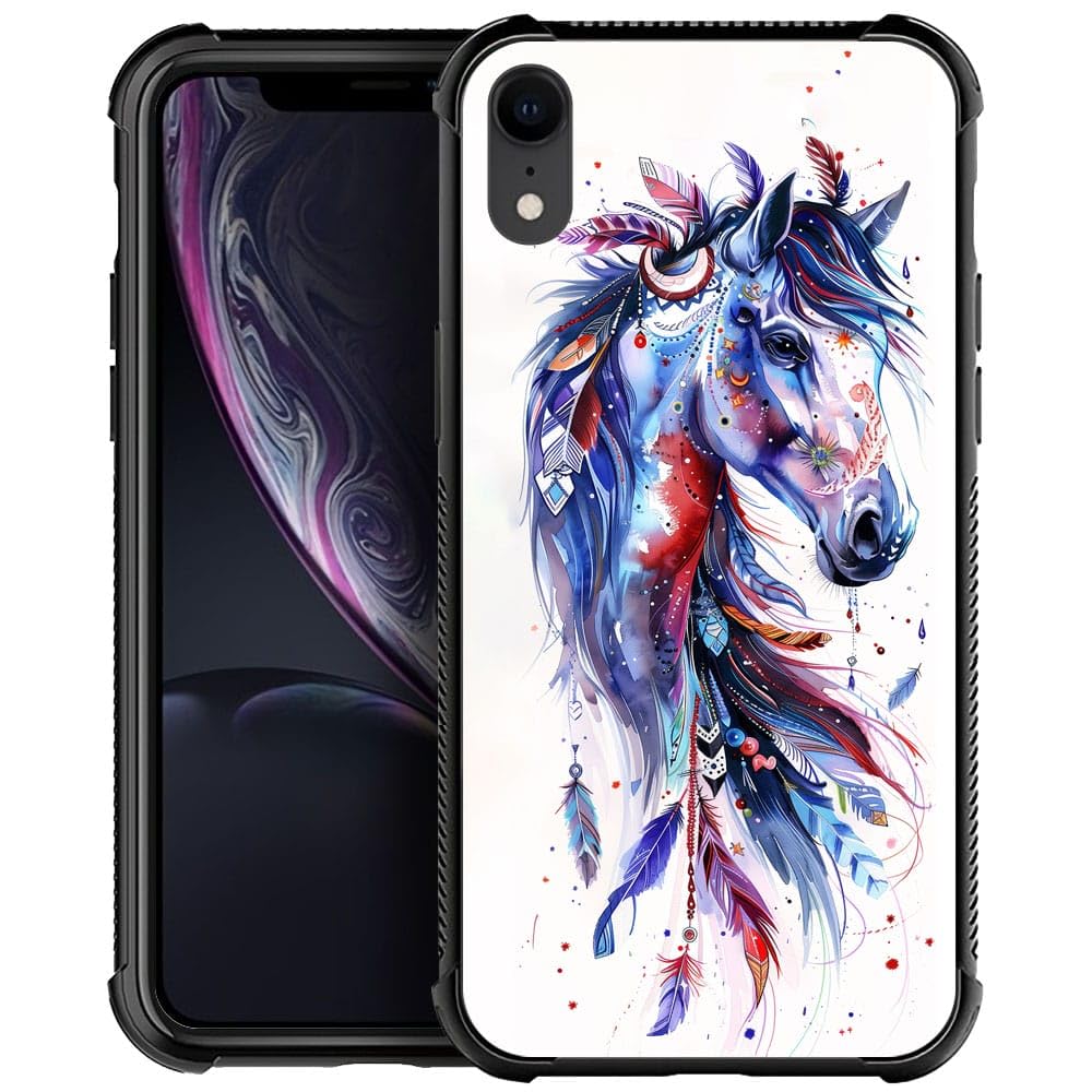 Carloca Compatible With Iphone Xr Case,Drawing Sketch Rainbow Horse Art Iphone Xr Cases For Girls Boys,Pattern Design For Girl S