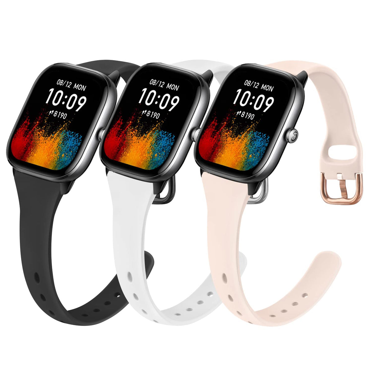 3 Pack Bands For Amazfit Gts 4 / Gts 4 Mini / Gts 3 / Gts / Gts 2 / Gts 2E / Gts 2 Mini, 20Mm Quick Release Soft Slim Silicone S