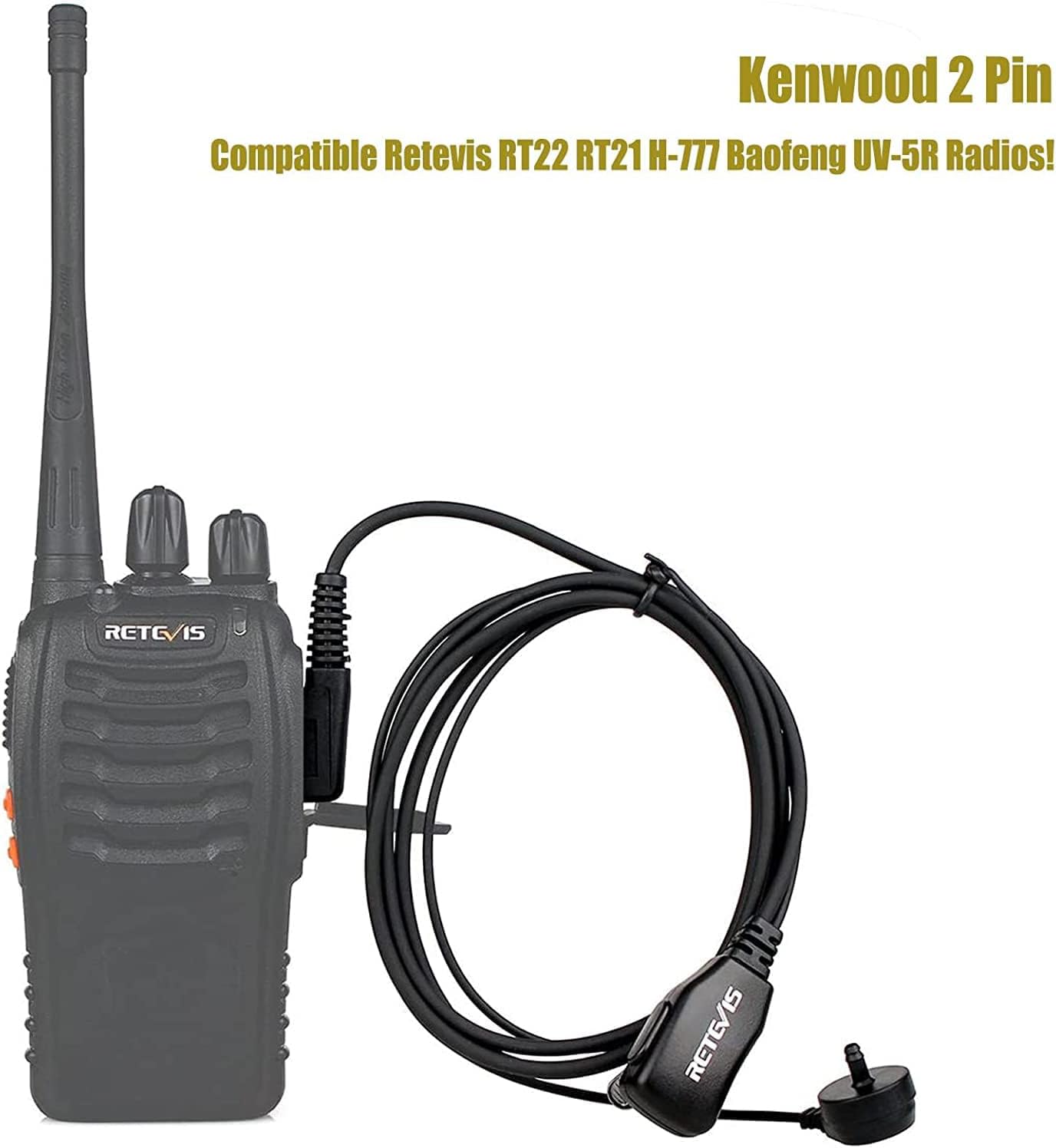 Case Of 10, Retevis Walkie Talkies Earpiece With Mic 2 Pin Acoustic Tube Headset Compatible With Baofeng Uv 5R Retevis H 777 Rt21 Rt22 Arcshell Ar 5 Two Way Radio