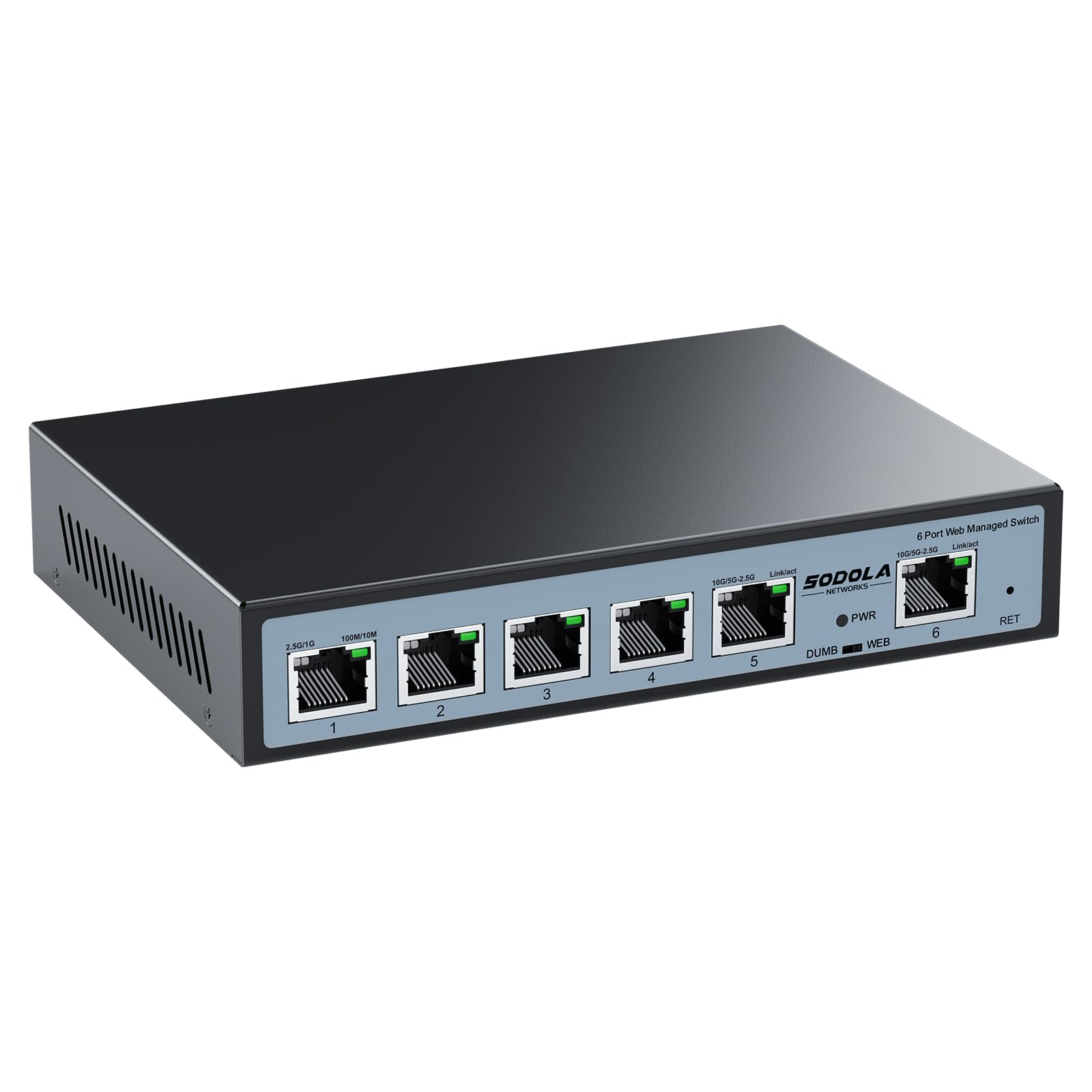 Sodola 2.5Gb Easy Web Managed Switch, 2X10Gbase T Ports And 4X2.5Gbase T Ports, Full Rj45 Managed Ethernet Switch With Link Aggr