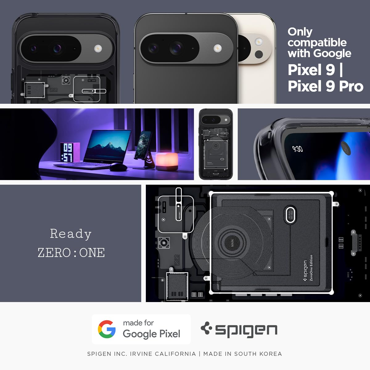Spigen Ultra Hybrid Designed For Pixel 9 Case/Pixel 9 Pro Case (2024) [Anti Yellowing], [Military Grade Protection]   Zero One