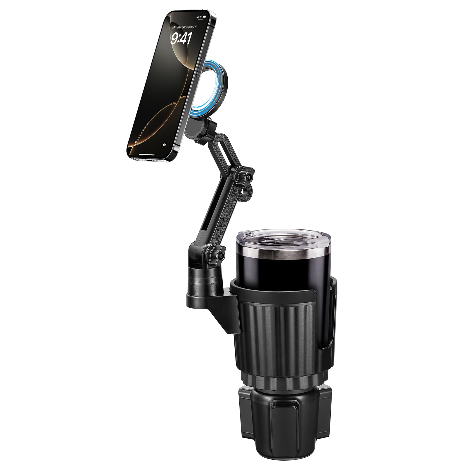 This Hill Magnetic Cup Holder Phone Mount, Compatible With Magsafe, 4.1'' Base Adjustable Height Car Cup Holder Compatible With 