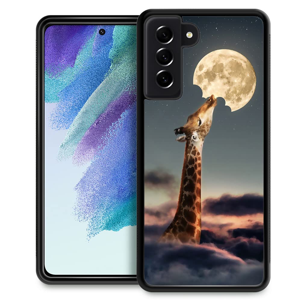 Zhegailian Compatible With Samsung Galaxy S23 Case,Giraffes Eat The Moon Samsung Galaxy S23 Cases For Girls,Non Slip Soft Tpu Bu