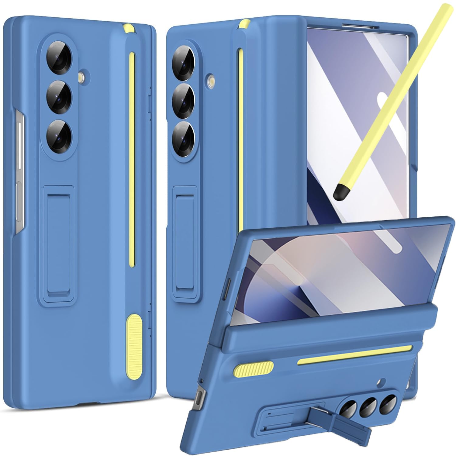 NINKI for Samsung Galaxy Z Fold 7 Case with S Pen Holder and Hidden Kickstand,Built-in Stylus Drop-Proof Hinge Screen Protector 