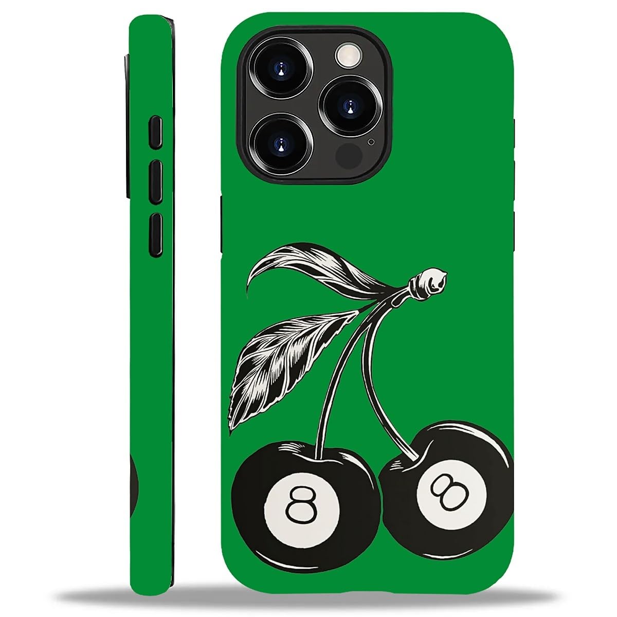 WANKBLC Compatible with iPhone 13 Pro Max Matte Case, Cute 8 Billiard Ball Cherry Fruit Pattern for Girl Full Body Design Soft S