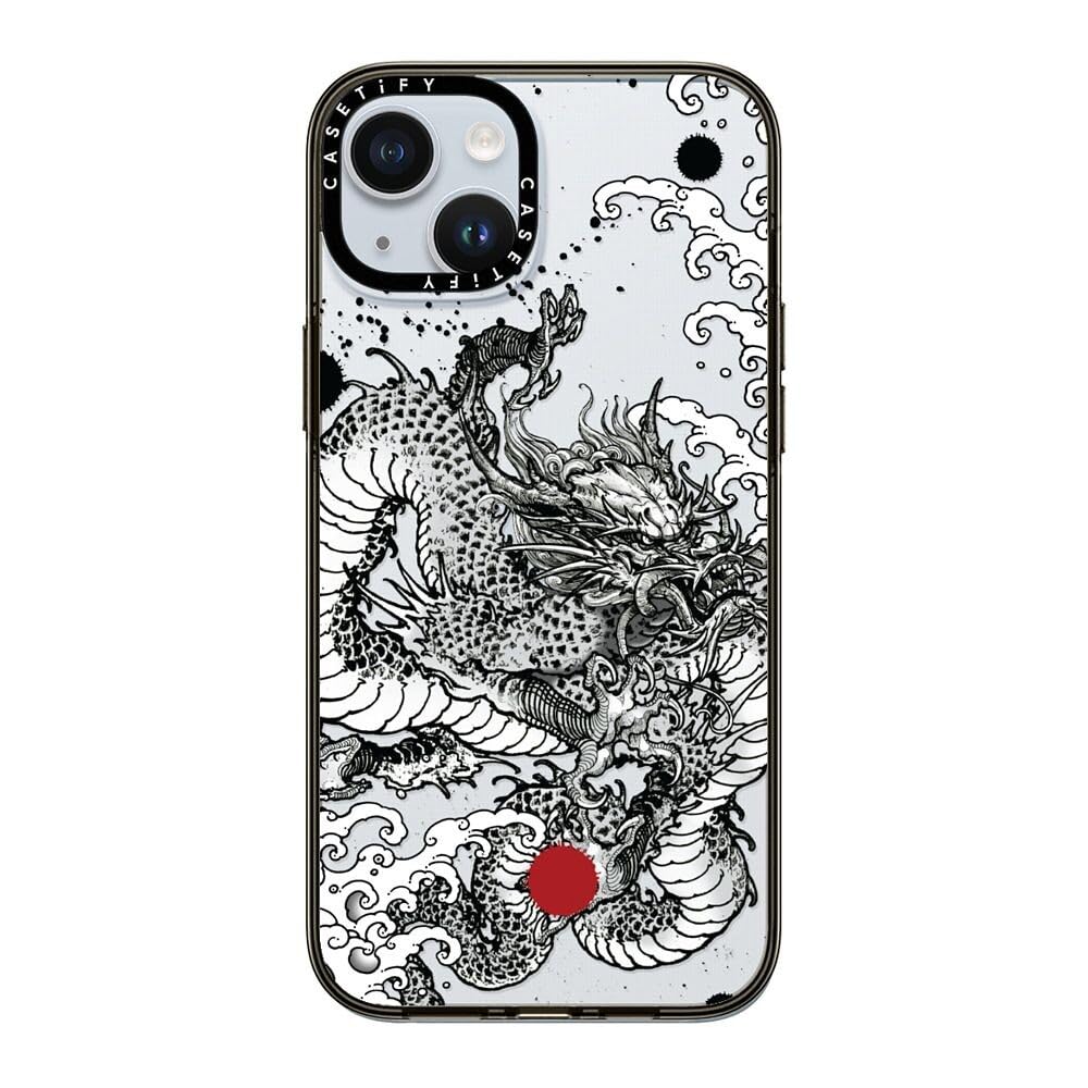 Casetify Compact Iphone 15 Plus Case [2X Military Grade Drop Tested / 4Ft Drop Protection]   Power Dragon   Clear Black
