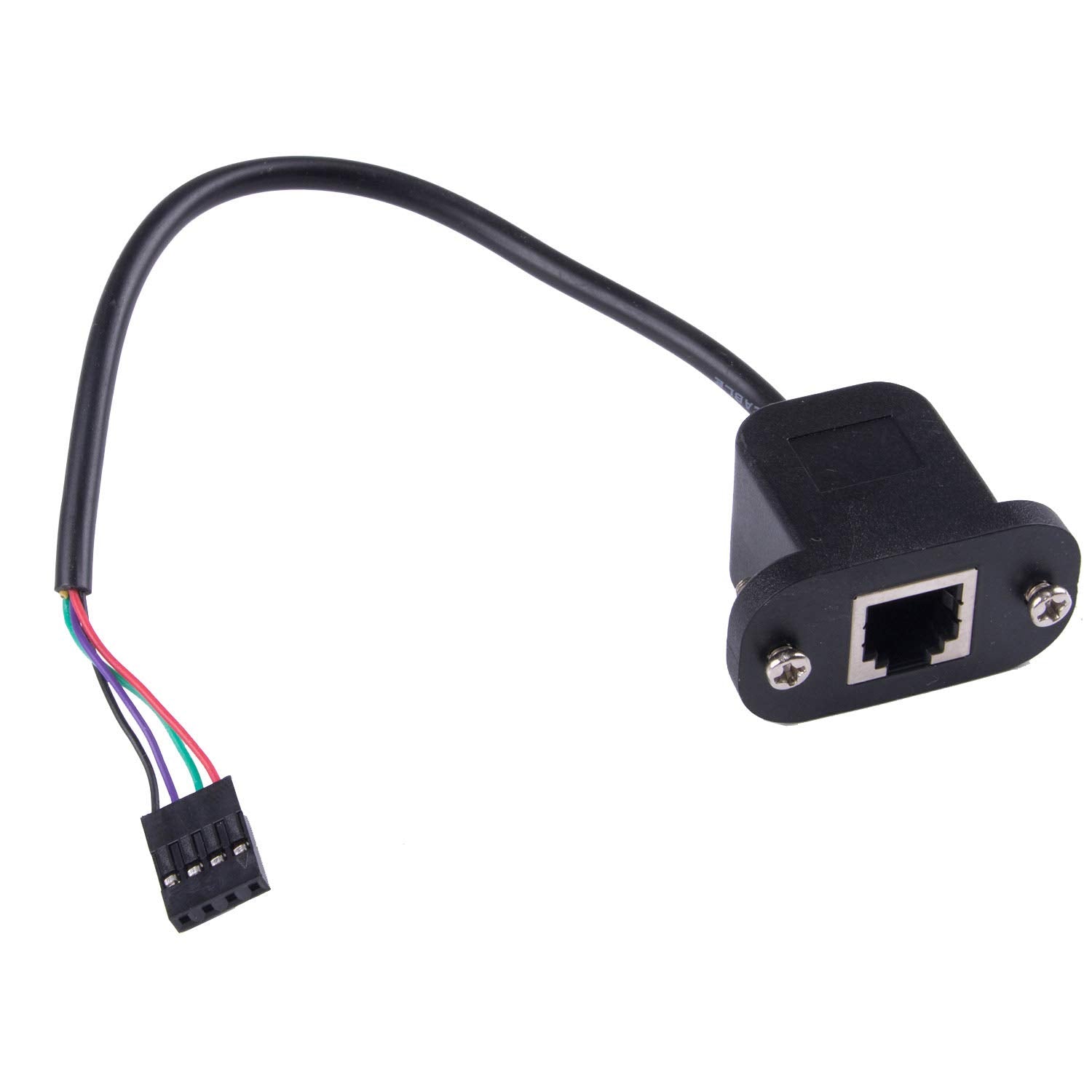 Suamdoen Rj11 6P4C Female To Dp 4P Male Telephone Panel Mount Lan Network Ethernet Extension Cable 15Cm