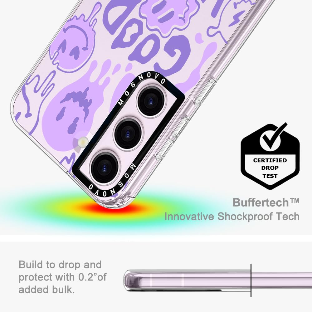 Mosnovo Galaxy S23 Case, Good Vibes Smile Face Women Girls Clear Design Transparent Plastic Hard Back Case With Tpu Bumper Prote