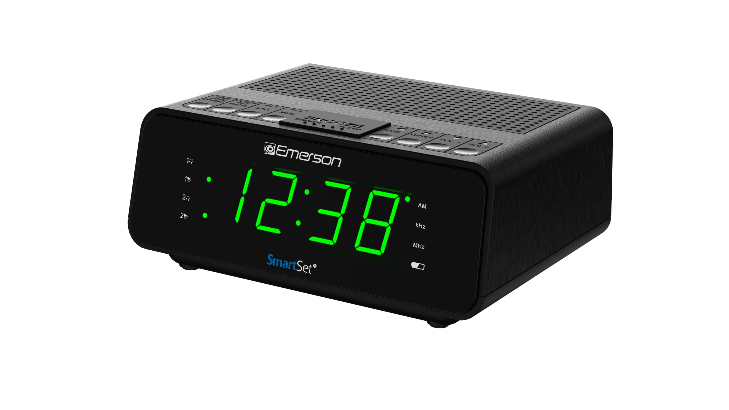 Emerson SmartSet Dual Alarm Clock Radio with AM/FM Radio, Dimmer, Sleep Timer and .9 LED Display, CKS1900