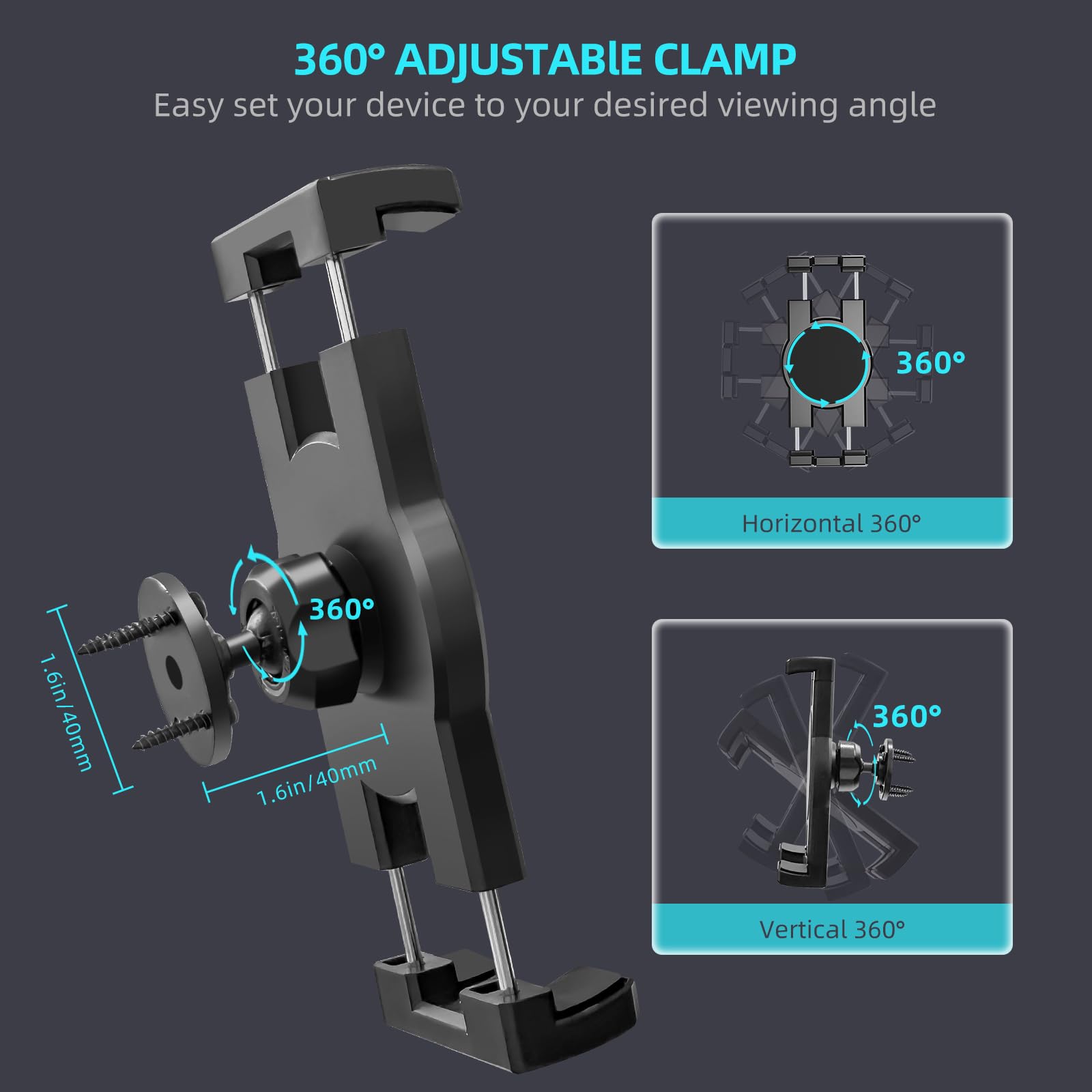 Universal Tablet Wall Mount Holder For Ipad, 360 Rotation Heavy Duty Drilled Metall Base Tablet Mount Stand For 4.7 12.9'' Ipad