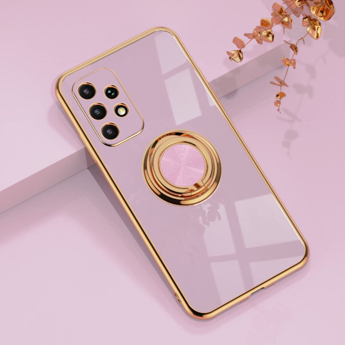 Eyzutak Electroplated Magnetic Ring Holder Case, 360 Degree With Rotation Metal Finger Ring Holder Magnet Car Holder Soft Silico