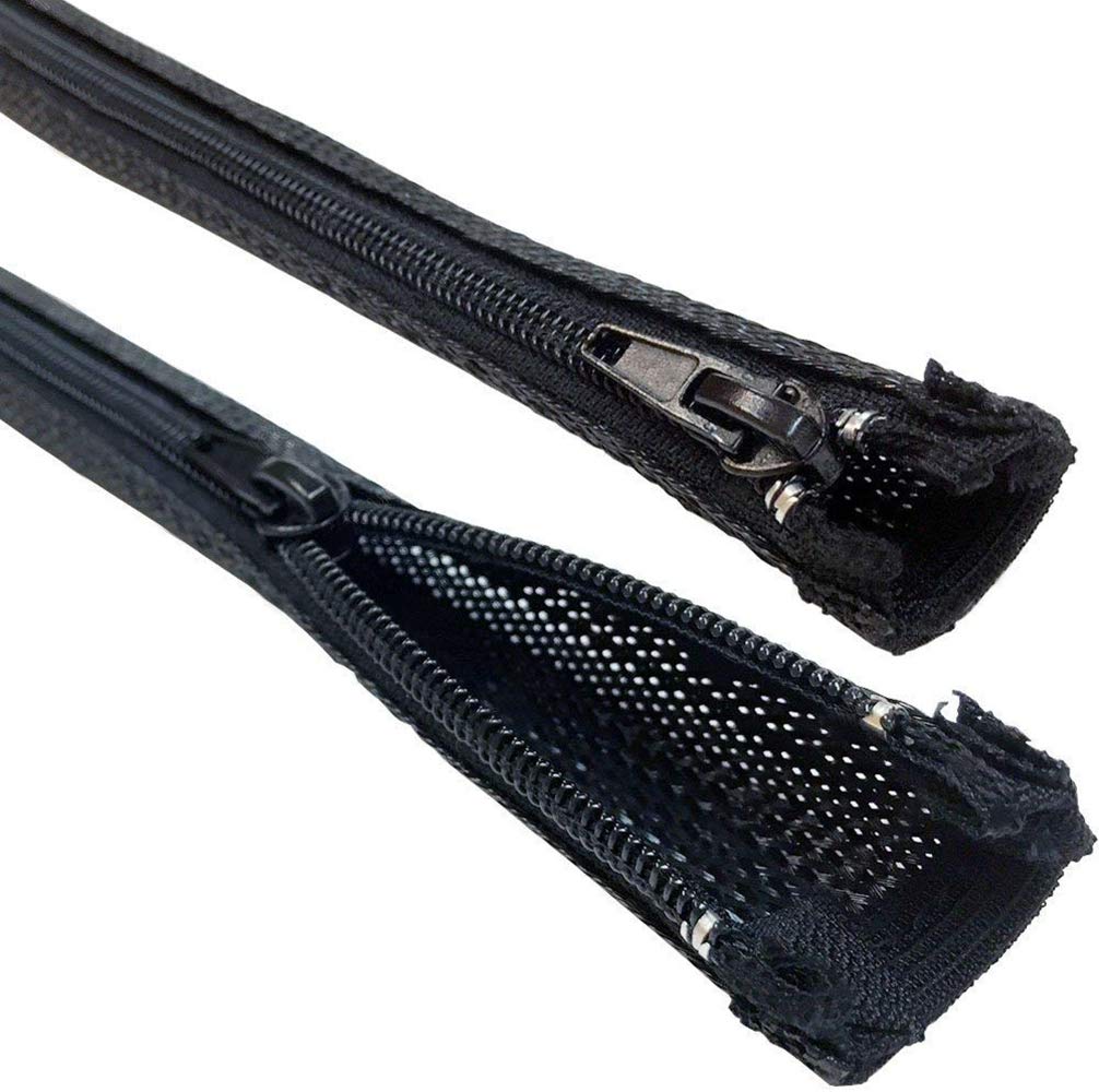 Electriduct 1.5'' Expandable Braided Zipper Sleeving Wrap Around Sleeve   3 Feet