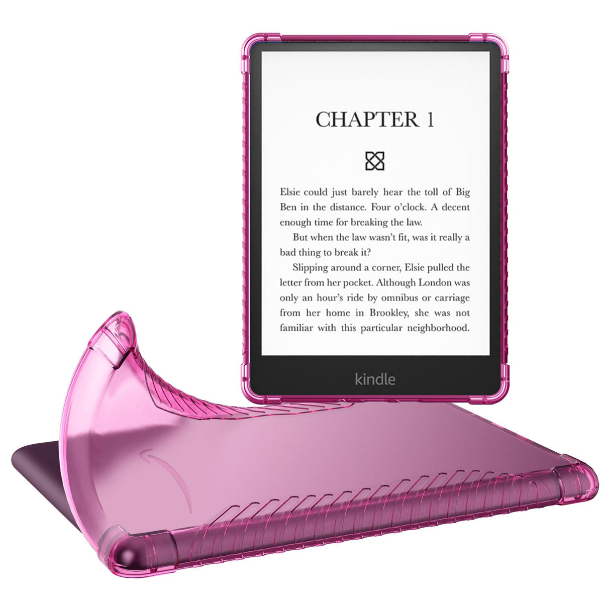 MoKo Case for 6.8' Kindle Paperwhite (11th Generation 2021) and Kindle Paperwhite Signature Edition, Ultra Clear Soft Flexible Transparent TPU Skin Bumper Back Cover Shell, Pink
