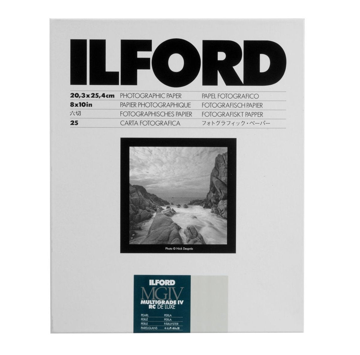 Ilford Multigrade Iv Rc Deluxe Resin Coated Vc Variable Contrast Black & White Enlarging Paper   8X10'   25 Sheets   Pearl Surface