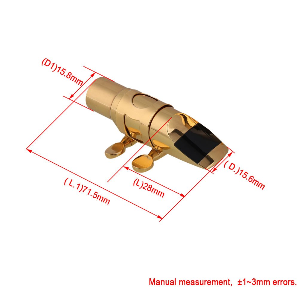 Yibuy #6 Golden Brass B Flat Soprano Saxophone Mouthpiece With Ligature Reed